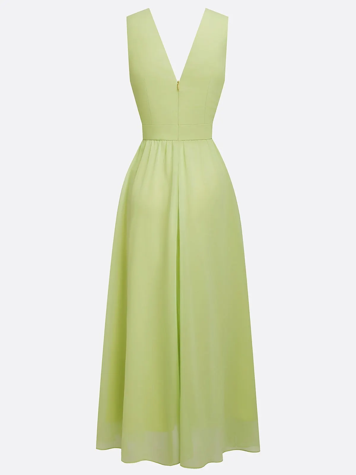 Light Green Applique Chiffon V Neck Sleeveless A-Line Maxi Dress