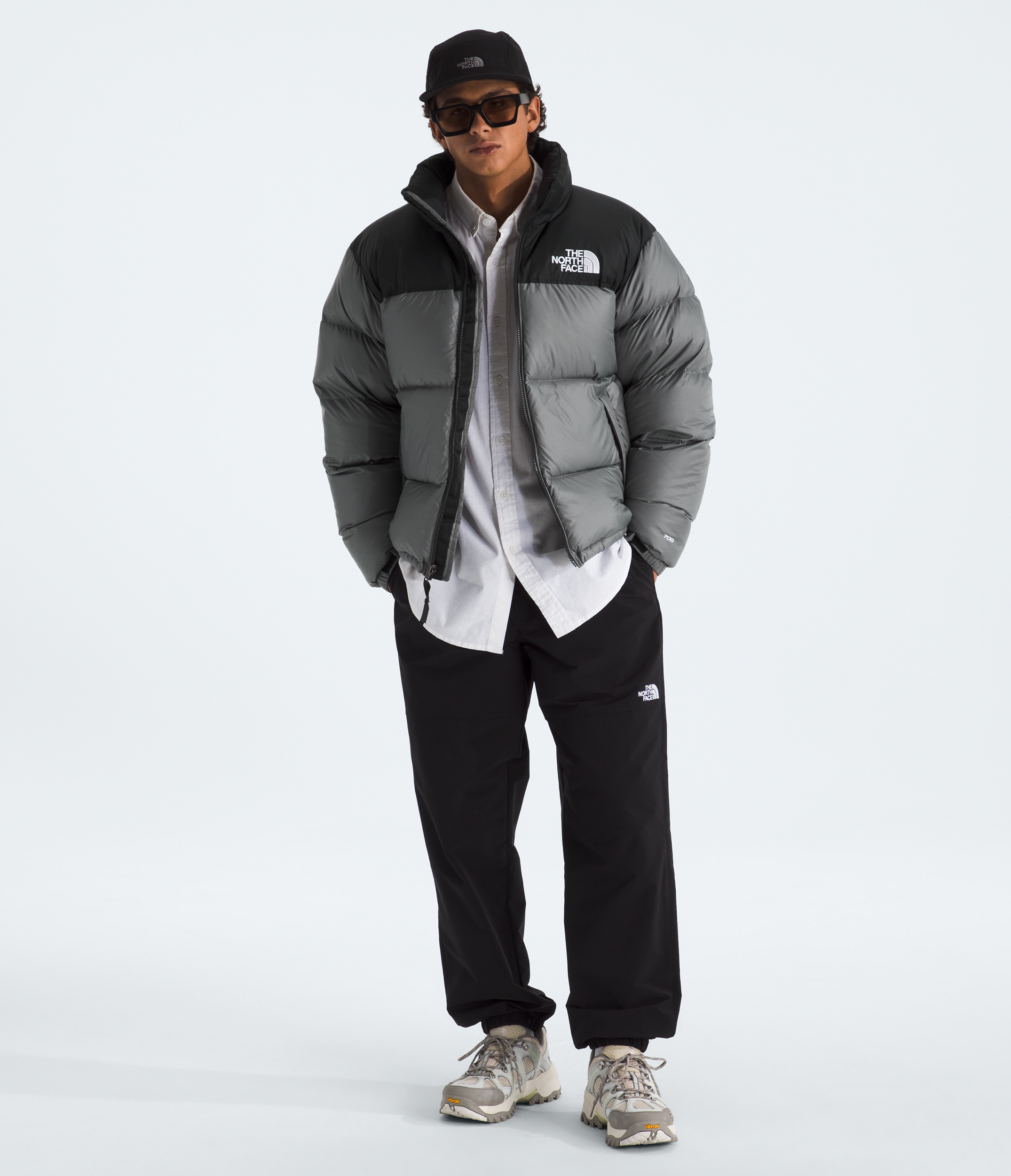 Mens 1996 Retro Nuptse Jacket TNF Smoked PearlTNF Black HERO2