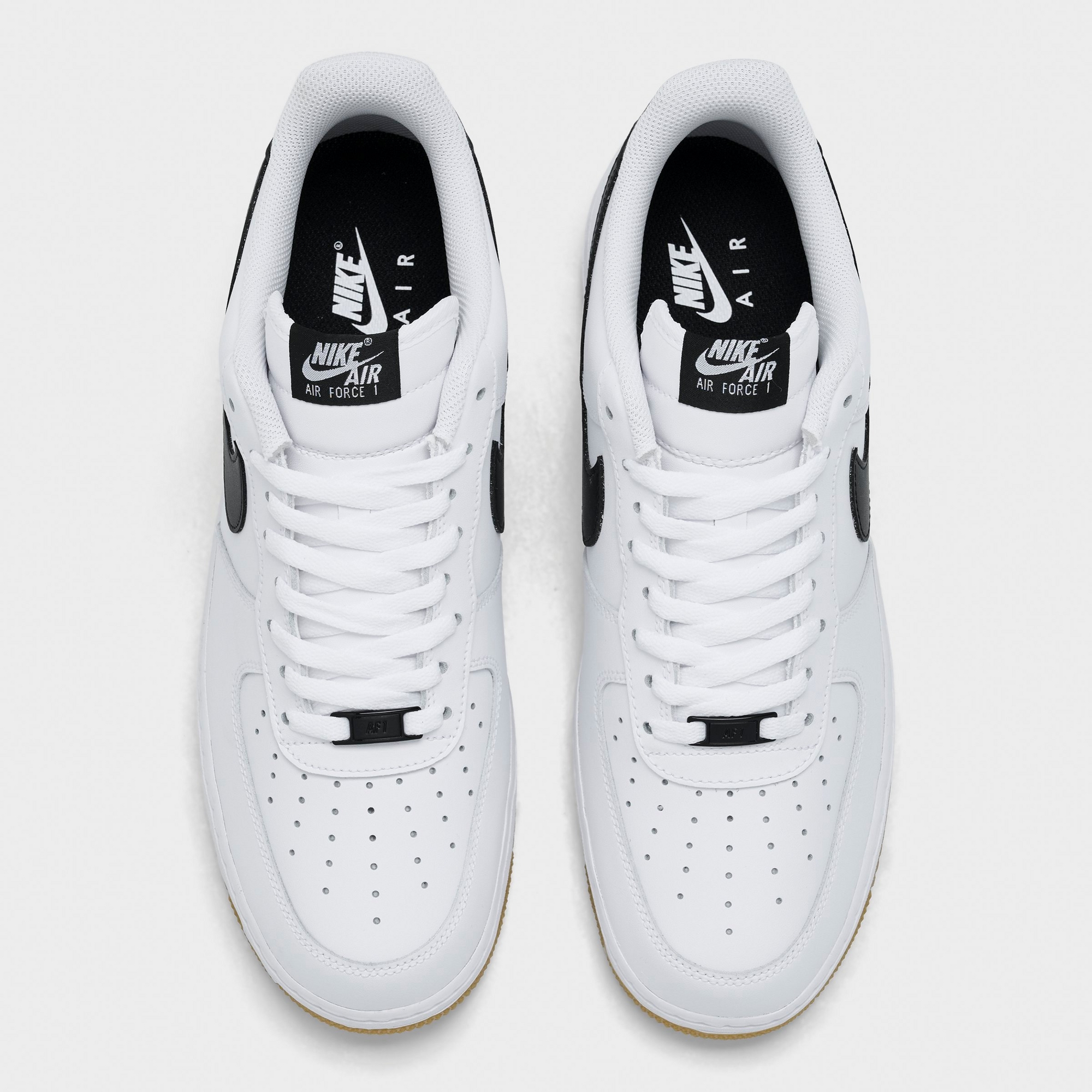 Men's Nike Air Force 1 '07 Casual Shoes — White/Gum Light Brown/Black — Top view