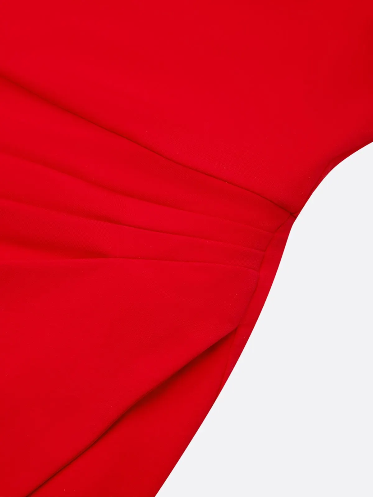 Red Asymmetric Ruched Knit Boat Neck Long Sleeve Sheath Midi Dress