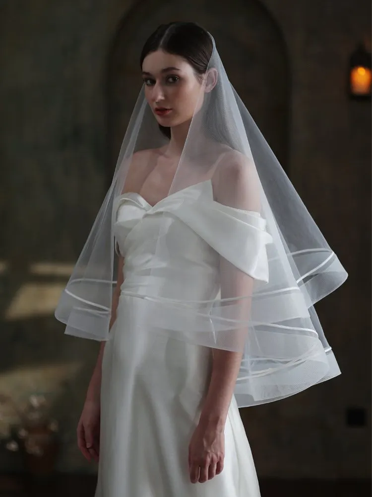 Women's Double-layer Elastic Mesh Edge Hair Comb Bridal Veil