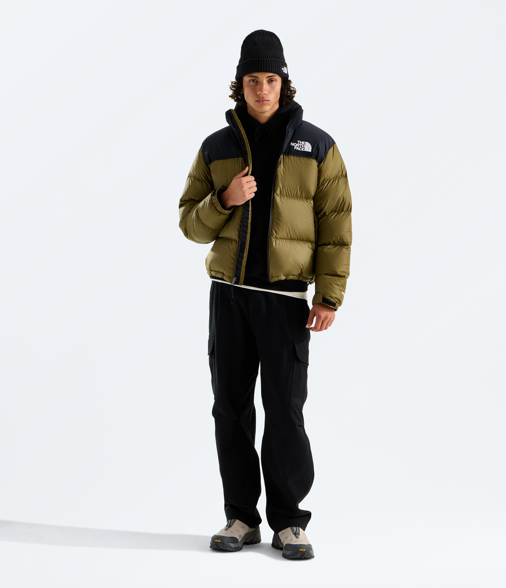 Mens 1996 Retro Nuptse Jacket TNF Caraway SeedTNF Black HERO2