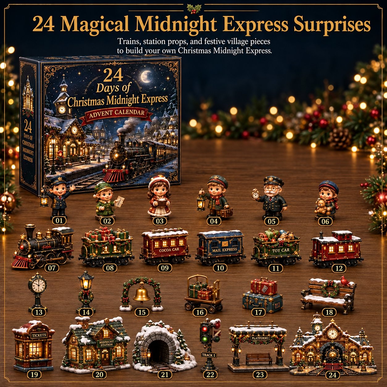 24-Day Christmas Village Friends Advent Calendar - 24 Unique 2D Miniatures, Shops & Festive Collectibles - Product Image 7