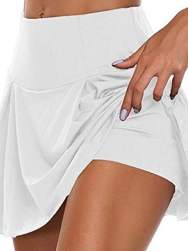 Women's Shorts Skort Butterfly Shorts Basic Shorts Short Mid Waist Plain Sports Stretchy Daily Blue Rose red-black Black White Spring, Fall, Winter, Summer Regular Fit - White