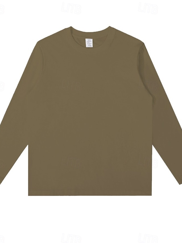 Women's 100% Cotton T-Shirts - Quality Heavy Long Sleeve Crew Neck Tee - Dark Gray