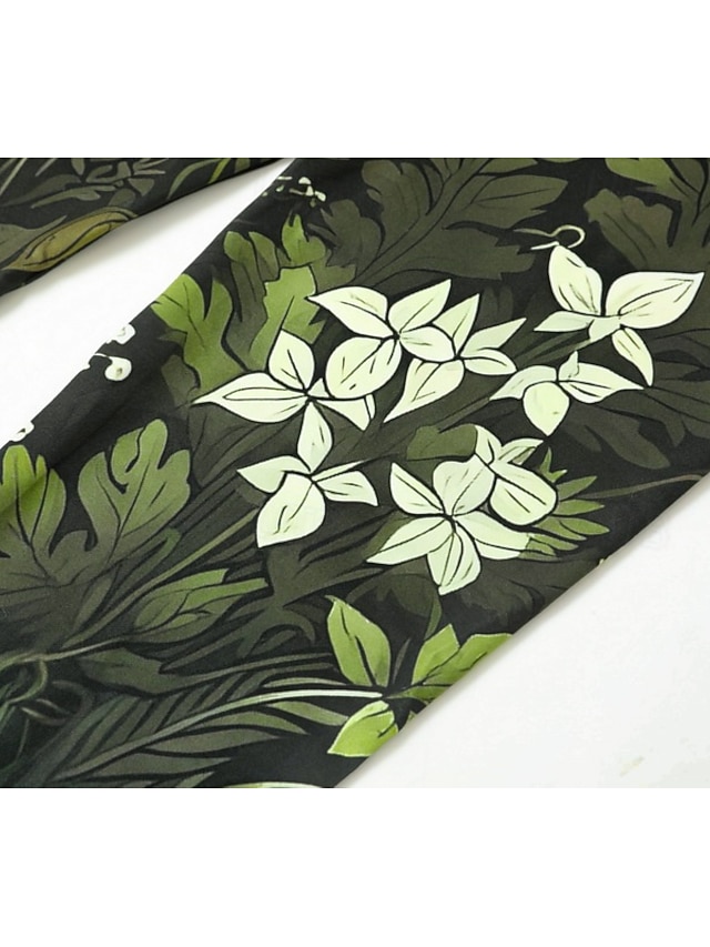 Women's Pants Trousers Leggings Cozy Leggings Streetwear Casual Full Length High Waist Floral Elastic Waist Print Breathability Comfortable Stretchy Vacation Street Daily Wear Green Summer Spring Fall - Green