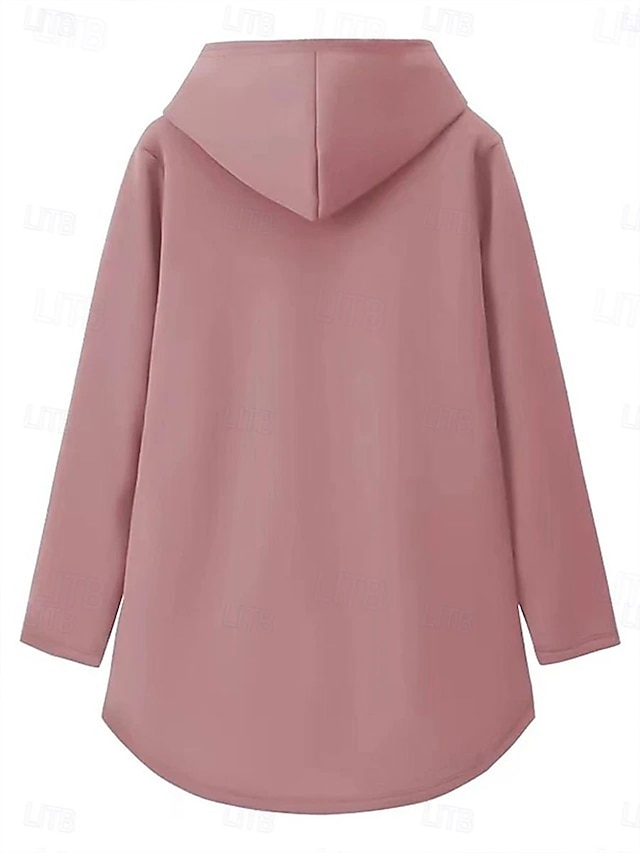 Women's Hoodie Long Sleeve Hooded Letter Print Daily Casual Black Pink Gray Fall & Winter - Pink