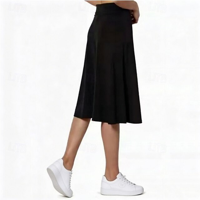 Women's Solid Colored Casual Skirt Tennis Skirts Sport Skirt High Waist Quick Dry Breathable Tennis Golf Pickleball Skirt Dark Grey Black Wine Tennis Clothing - Black