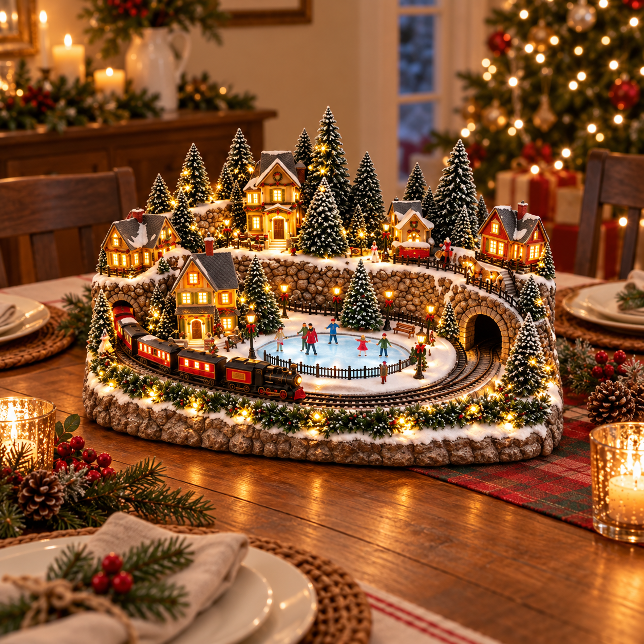 Animated Holiday Train & Ice Rink Scene - Product Image 9
