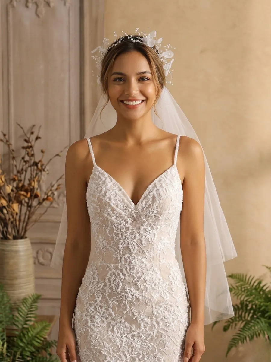 Romantic And Light Forest-style Beaded Floral Wreath For Brides Bridal Hair Comb Style Veil