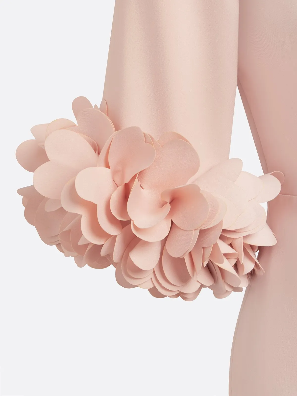 Light Pink 3D Floral Classic Crew Neck Half Sleeve Sheath Midi Dress