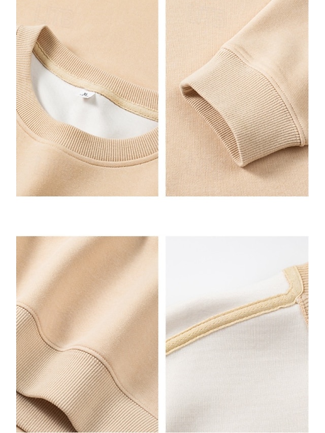 Women's Pullover Sweatshirt Casual Long Sleeve Crew Neck Regular Tops Casual Home Street Black Purple Orange Green khaki Spring Fall Winter - Orange