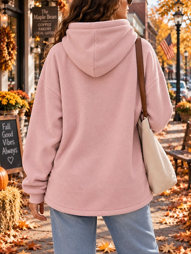 Women's Pet Carrier Hoodie Pet Pouch Hoodie Fleece Casual Long Sleeve Hooded Regular Tops pale pinkish gray Black Olive Green Yellow Red Fall Winter - pale pinkish gray