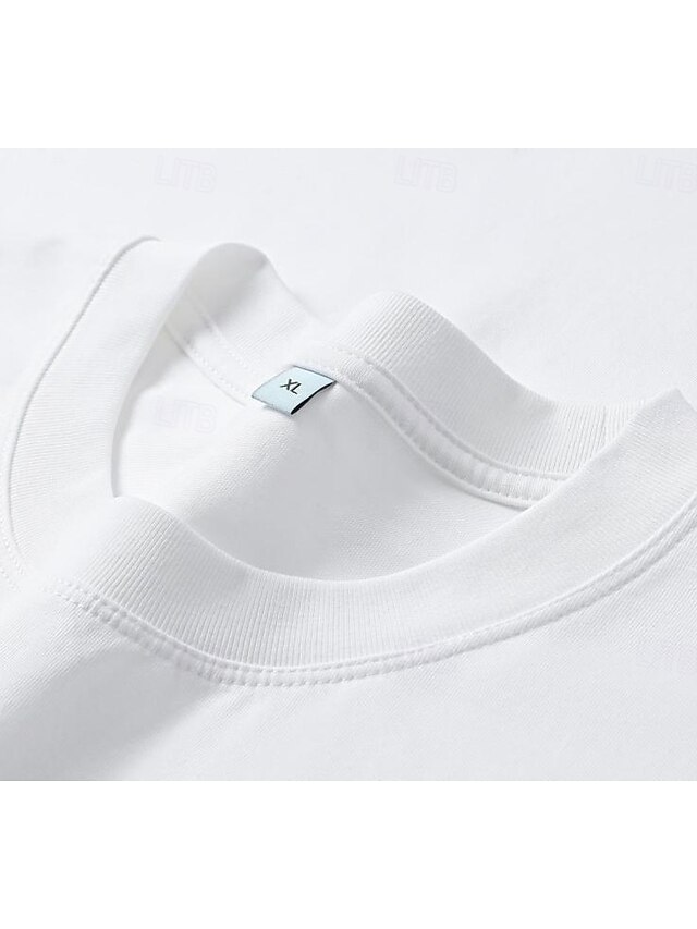 Women's 100% Cotton T-Shirts - Quality Heavy Long Sleeve Crew Neck Tee - White