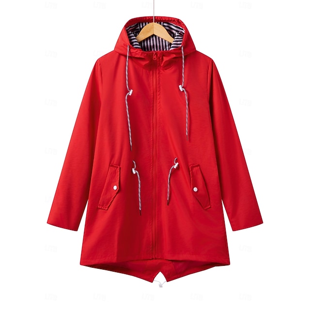 Women's Hiking Raincoat Raincoat Outdoor Waterproof Quick Dry Lightweight Jacket Camping / Hiking / Caving Traveling Blue Black Yellow Pink Red - Red