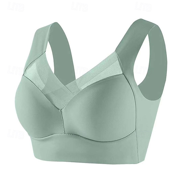 Sports Bra Hollow Mesh Back Low Supports Sports Bra Fitness Yoga Vest Shockproof Yoga Bra Without Steel Ring - Green