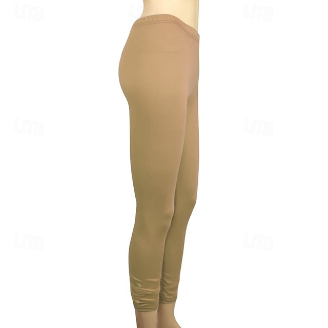 Women's Pants Trousers Leggings Cozy Leggings Streetwear Casual Full Length Natural Plain Elastic Waist Comfy Outdoor Comfortable Outdoor Athleisure Holiday Magenta Dark Grey Lake blue Wine Fall - Khaki