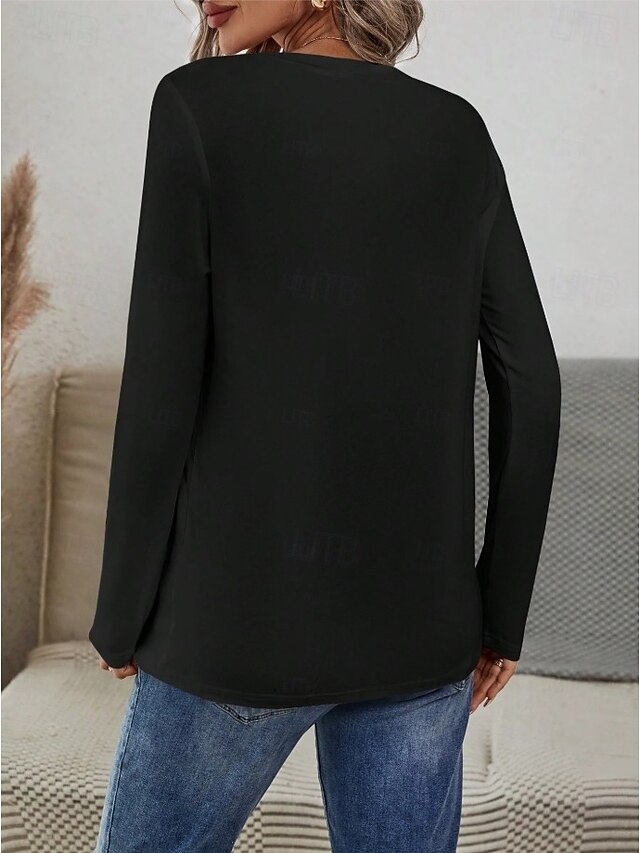 Halloween Women's T shirt Pumpkin Graphic Skull Vintage Fashion Stylish Long Sleeve Crew Neck Round Neck Regular Tops Daily Weekend Print Black White Pink Blue Purple Spring Fall Winter - Dark Gray