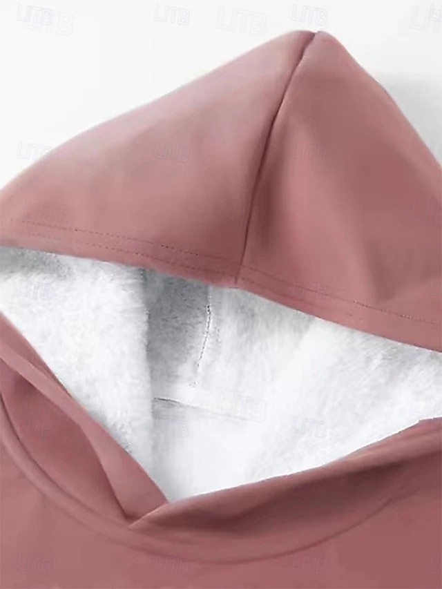 Women's Hoodie Long Sleeve Hooded Letter Print Daily Casual Black Pink Gray Fall & Winter - Pink