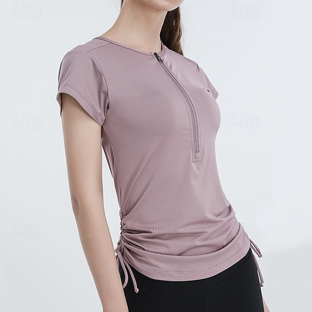 Women's Solid Colored Workout Tee Workout Tops Elastic Sweat-Wicking Breathable Tennis Pickleball Yoga Crew Neck Top White Pink Blue Tennis Clothing - Blue
