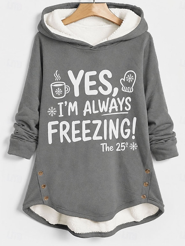 Women's Pullover Hoodie Sweatshirt Print Graphic Letter Warm Casual Fuzzy Long Sleeve Hooded Long Tops Casual Black Pink Fall Winter - Pink
