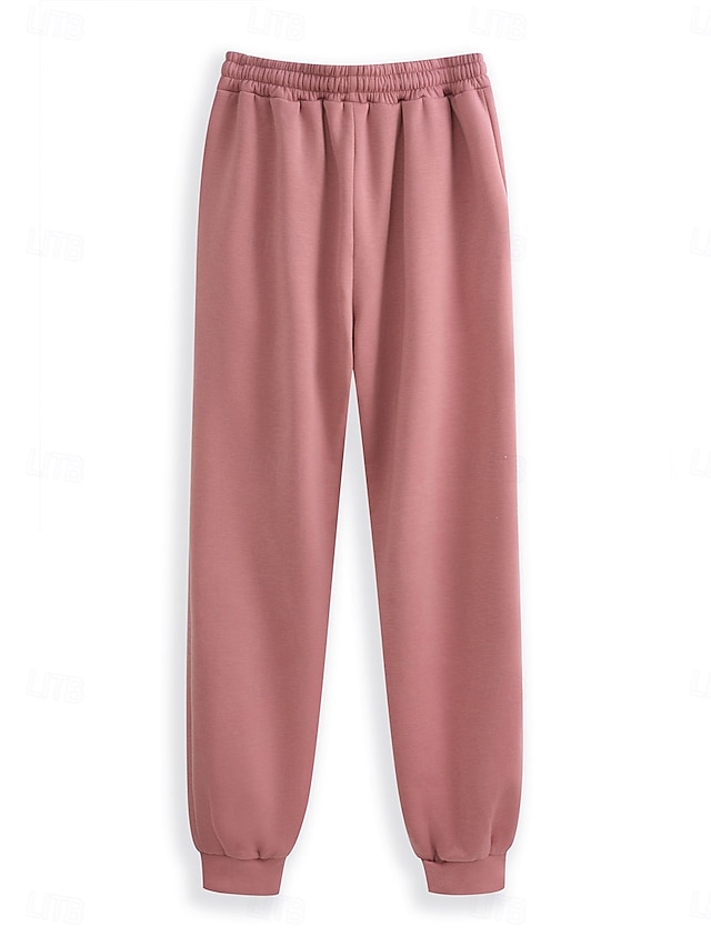 Women's Two Piece Fleece Lined Sets Tracksuit Pants Sets Long Sleeve Hooded Graphic Letter Drawstring Print Daily Stylish Casual Daily Blue Black Pink Fall Regular Fit - Dark Pink