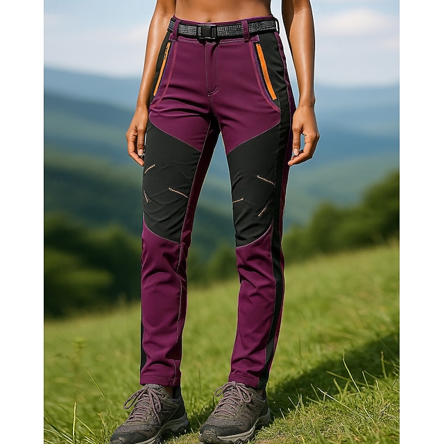 Women's Hiking Pants Trousers Waterproof pants Softshell Pants Patchwork Summer Spring Autumn / Fall Outdoor Regular Waterproof Windproof Bottoms Pocket Black Army Green Spandex Camping / Hiking - Purple