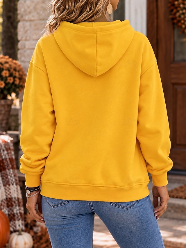 Women's Fleece Pullover Hoodie Sweatshirt Pullover Cotton Drawstring Elegant Ethnic Romantic Long Sleeve Round Neck Hooded Regular Tops Casual Holiday Blue White Black Yellow Pink Spring Fall Winter - Red