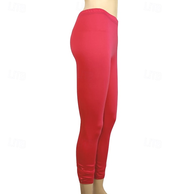 Women's Pants Trousers Leggings Cozy Leggings Streetwear Casual Full Length Natural Plain Elastic Waist Comfy Outdoor Comfortable Outdoor Athleisure Holiday Magenta Dark Grey Lake blue Wine Fall - Magenta