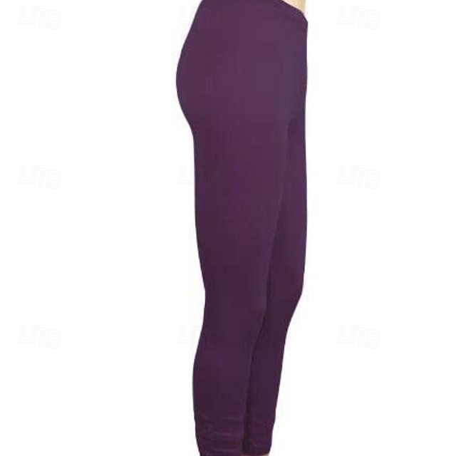 Women's Pants Trousers Leggings Cozy Leggings Streetwear Casual Full Length Natural Plain Elastic Waist Comfy Outdoor Comfortable Outdoor Athleisure Holiday Magenta Dark Grey Lake blue Wine Fall - Purple