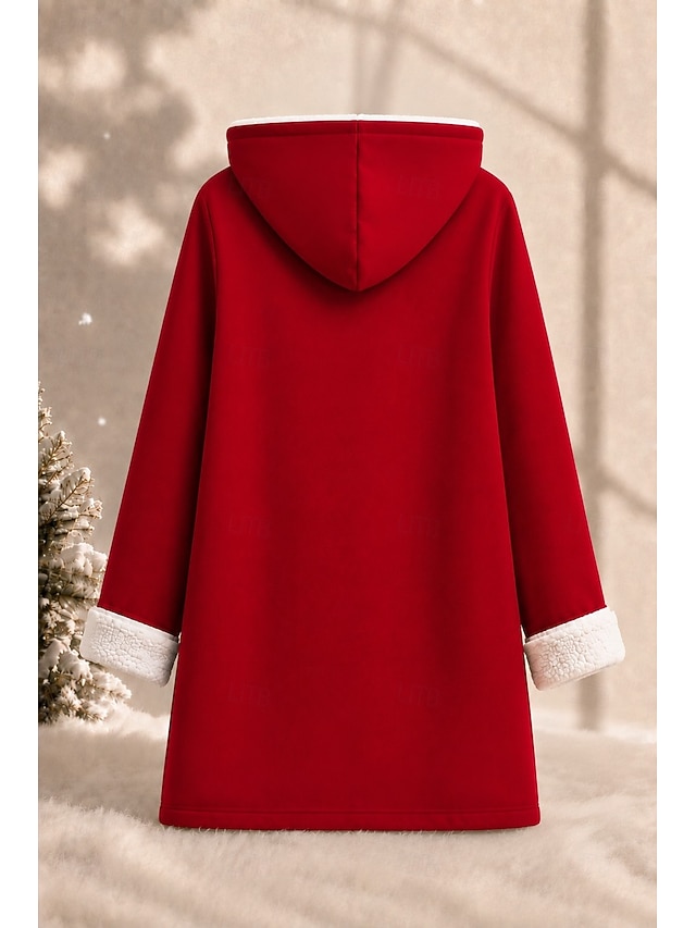 Women's Pullover Hoodie Sweatshirt Print Graphic Animal Warm Fashion Modern Long Sleeve Hooded Long Tops Casual Street Blue Light Pink Pink Red Gray Fall Winter - Red