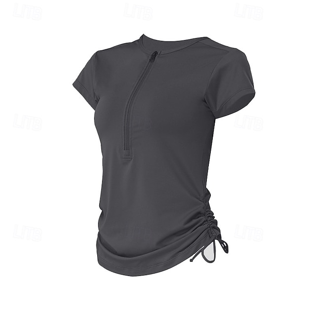 Women's Solid Colored Workout Tee Workout Tops Elastic Sweat-Wicking Breathable Tennis Pickleball Yoga Crew Neck Top White Pink Blue Tennis Clothing - Grey
