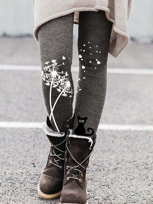 Women's Leggings Vacation Vintage Ethnic Style Ankle-Length High Waist Floral Graphic 3D Print Quick Dry Breathability Soft Stretchy Daily Home Outdoor White Red Green Khaki Spring Fall Slim Fit - White