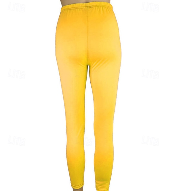 Women's Pants Trousers Leggings Cozy Leggings Streetwear Casual Full Length Natural Plain Elastic Waist Comfy Outdoor Comfortable Outdoor Athleisure Holiday Magenta Dark Grey Lake blue Wine Fall - Yellow