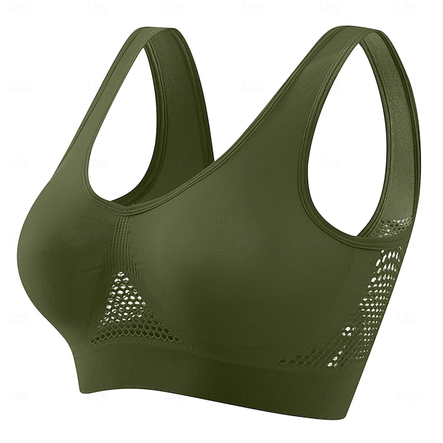 Women's Light Support Sports Bra Running Bra Open Back Bra Top No Padded Leisure Sports Jogging Running Lightweight Soft Breathable Forest Green Violet Black Solid Colored - Forest Green