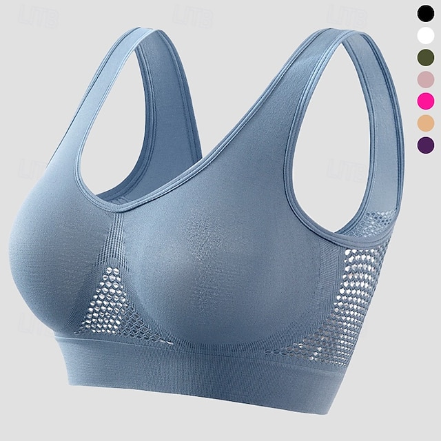Women's Light Support Sports Bra Running Bra Open Back Bra Top No Padded Leisure Sports Jogging Running Lightweight Soft Breathable Forest Green Violet Black Solid Colored - Blue