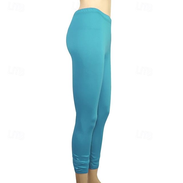 Women's Pants Trousers Leggings Cozy Leggings Streetwear Casual Full Length Natural Plain Elastic Waist Comfy Outdoor Comfortable Outdoor Athleisure Holiday Magenta Dark Grey Lake blue Wine Fall - Lake blue