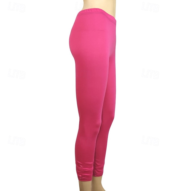 Women's Pants Trousers Leggings Cozy Leggings Streetwear Casual Full Length Natural Plain Elastic Waist Comfy Outdoor Comfortable Outdoor Athleisure Holiday Magenta Dark Grey Lake blue Wine Fall - Fuchsia