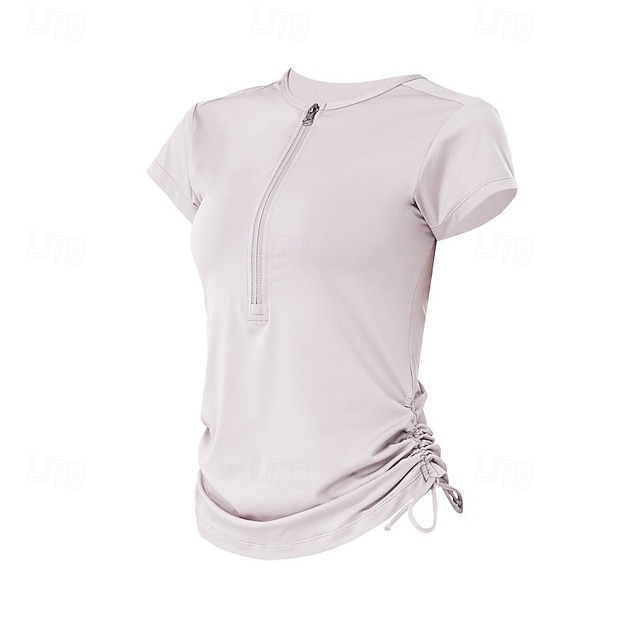 Women's Solid Colored Workout Tee Workout Tops Elastic Sweat-Wicking Breathable Tennis Pickleball Yoga Crew Neck Top White Pink Blue Tennis Clothing - Pink