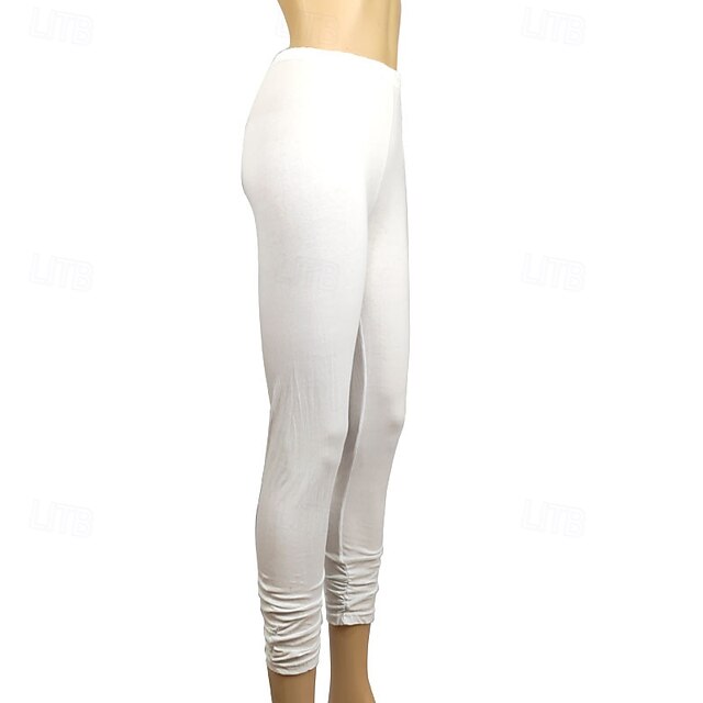 Women's Pants Trousers Leggings Cozy Leggings Streetwear Casual Full Length Natural Plain Elastic Waist Comfy Outdoor Comfortable Outdoor Athleisure Holiday Magenta Dark Grey Lake blue Wine Fall - White