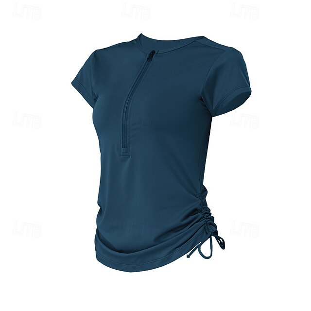 Women's Solid Colored Workout Tee Workout Tops Elastic Sweat-Wicking Breathable Tennis Pickleball Yoga Crew Neck Top White Pink Blue Tennis Clothing - Dark Blue