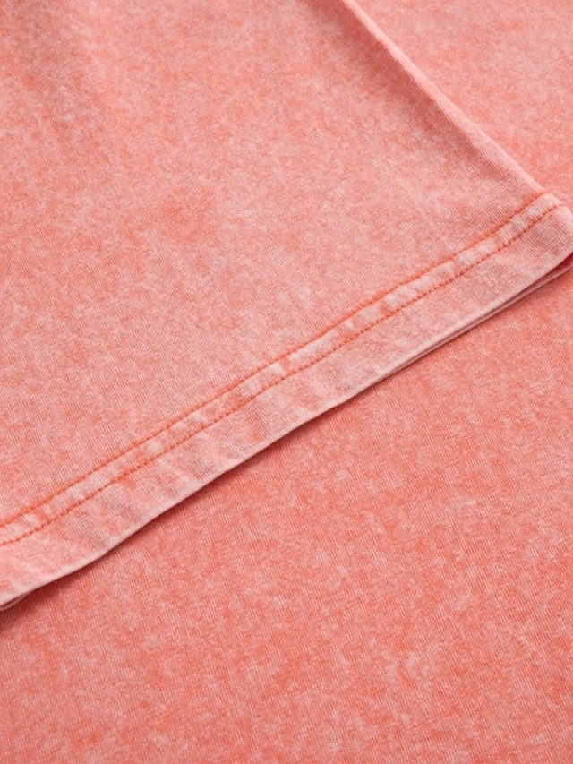 Women's Washed Cotton 100% Cotton Henley Shirt Vintage Short Sleeve Regular Tops Casual Beach Blue Pink Summer Spring - Pink