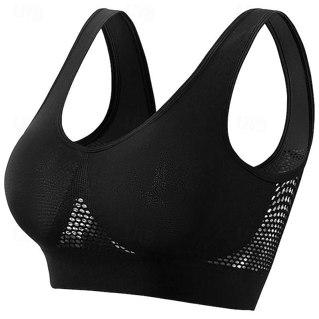 Women's Light Support Sports Bra Running Bra Open Back Bra Top No Padded Leisure Sports Jogging Running Lightweight Soft Breathable Forest Green Violet Black Solid Colored - Black