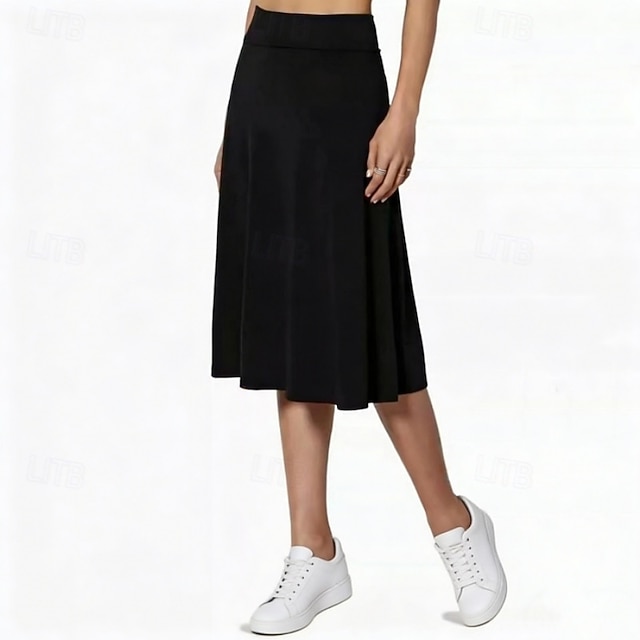 Women's Solid Colored Casual Skirt Tennis Skirts Sport Skirt High Waist Quick Dry Breathable Tennis Golf Pickleball Skirt Dark Grey Black Wine Tennis Clothing - Black