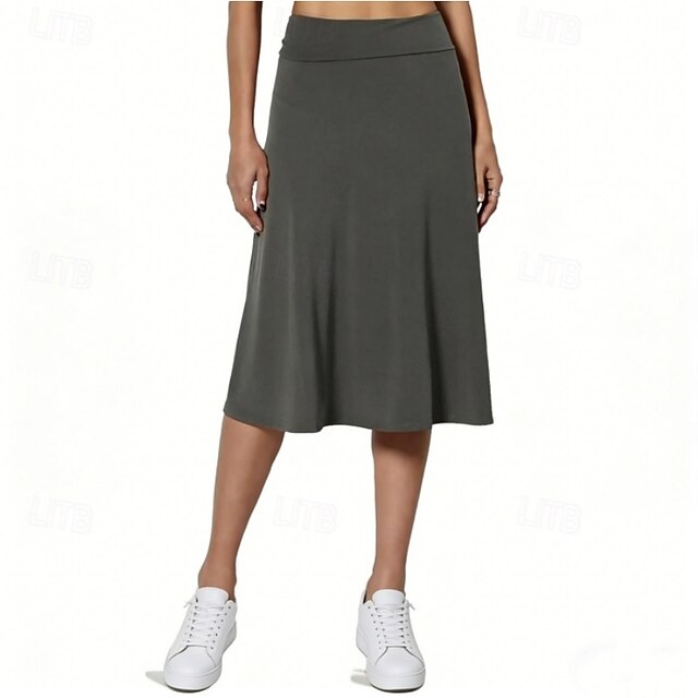 Women's Solid Colored Casual Skirt Tennis Skirts Sport Skirt High Waist Quick Dry Breathable Tennis Golf Pickleball Skirt Dark Grey Black Wine Tennis Clothing - Dark Grey