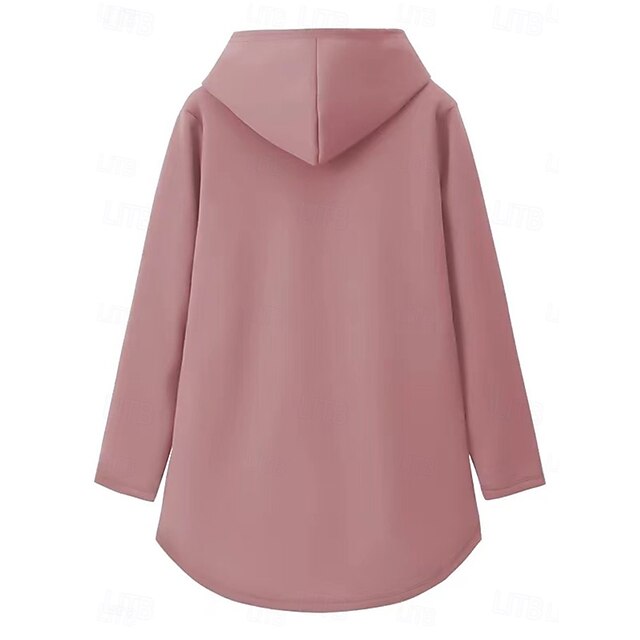 Women's Hoodie Sweatshirt Pullover Fleece Lined Sherpa Letter Casual Sports Print Warm Fuzzy Comfrt Hoodie Long Sleeve Top Micro-elastic Fall & Winter Comfrt Breathable Soft Fabric - Dark Pink