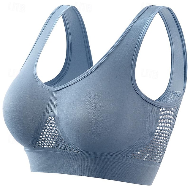 Women's Light Support Sports Bra Running Bra Open Back Bra Top No Padded Leisure Sports Jogging Running Lightweight Soft Breathable Forest Green Violet Black Solid Colored - Blue
