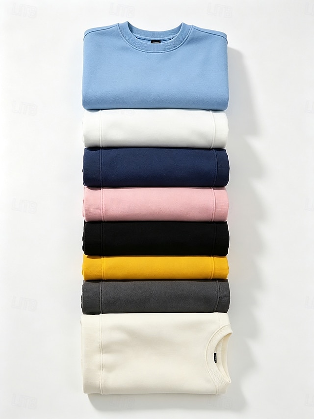 Women's Pullover Sweatshirt Cotton Elegant Warm Long Sleeve Crew Neck Regular Tops Blue White Black Yellow Pink Spring Fall Winter - Beige