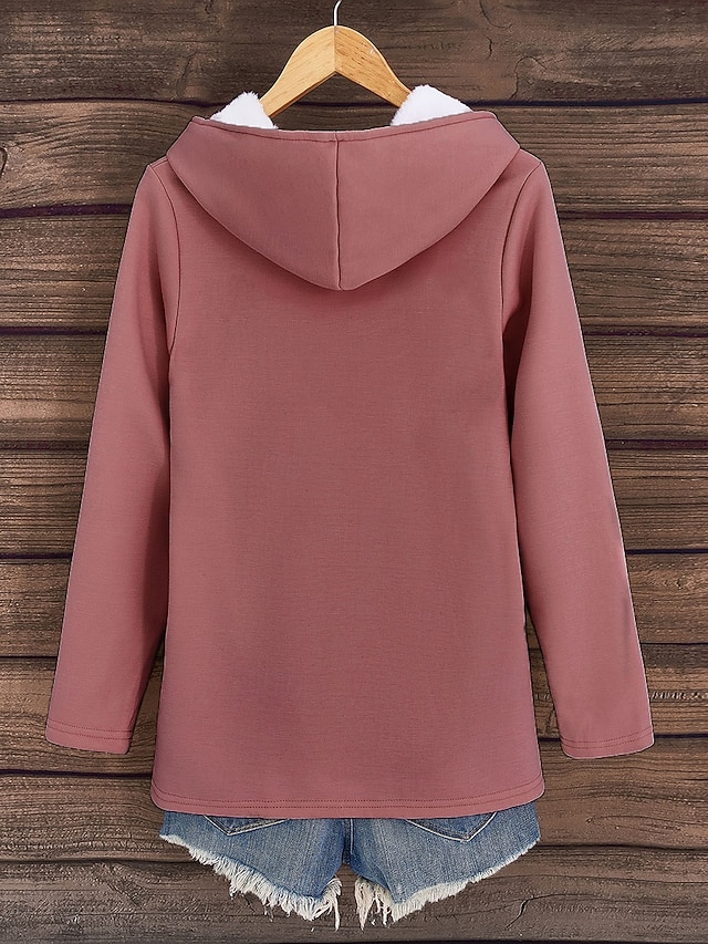 Women's Hoodie Sweatshirt Letter Street Dailywear Print Casual Comfrt Hoodie Long Sleeve Micro-elastic Fall Winter Fall & Winter Comfrt Breathable Soft Fabric - Dark Pink