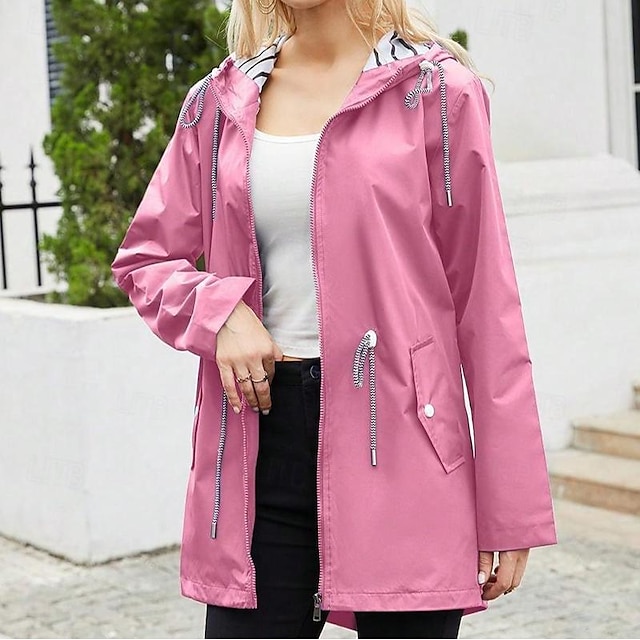 Women's Hiking Raincoat Raincoat Outdoor Waterproof Quick Dry Lightweight Jacket Camping / Hiking / Caving Traveling Blue Black Yellow Pink Red - Pink